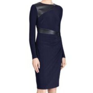 🌻Ralph Lauren Faux Leather-Trim Jersey Dress